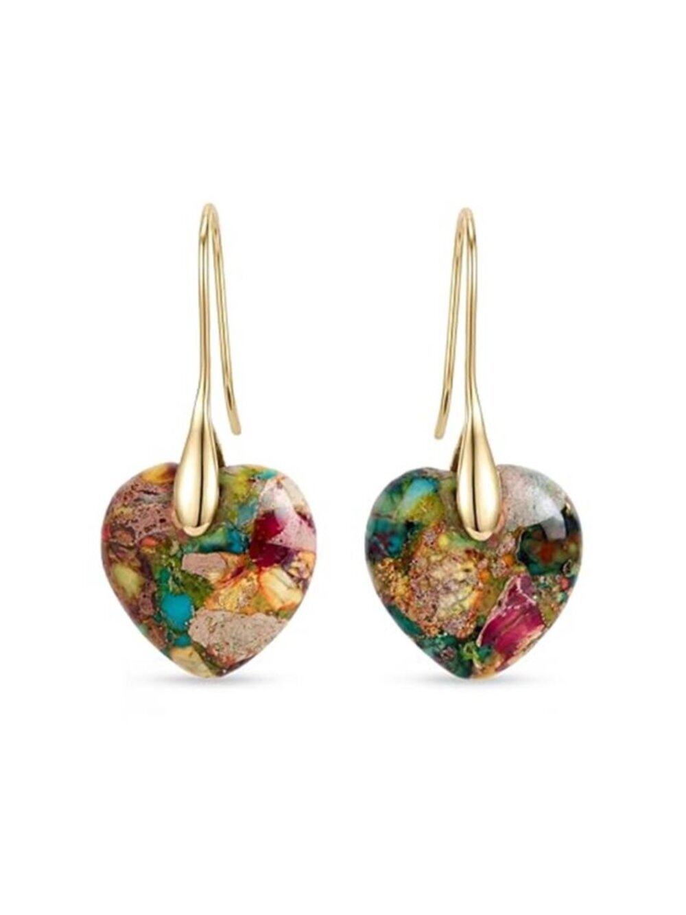 Heart Natural Stone Drop Earrings